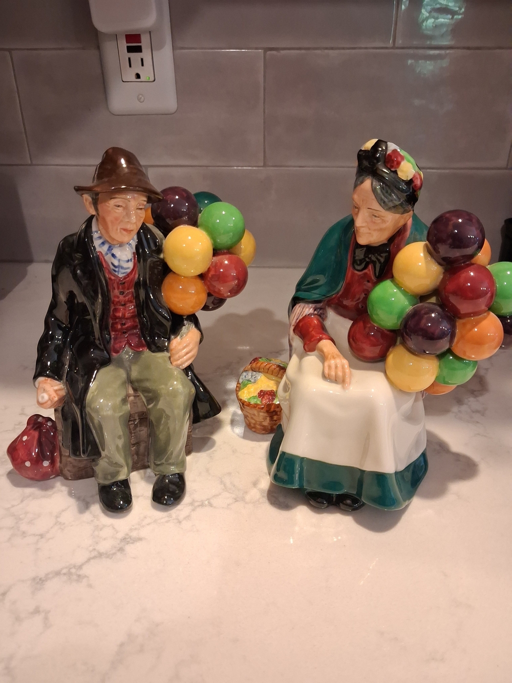 Hand-Painted Ceramic Balloon Vendor Figurine - Multicolor